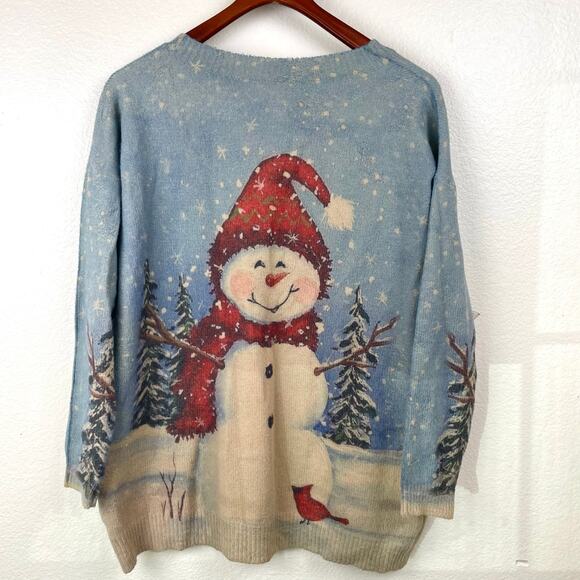Womens Sweater Sz XL Wool Snowman Christmas Novelty Cottage Cabin Holiday Cozy - Picture 6 of 9